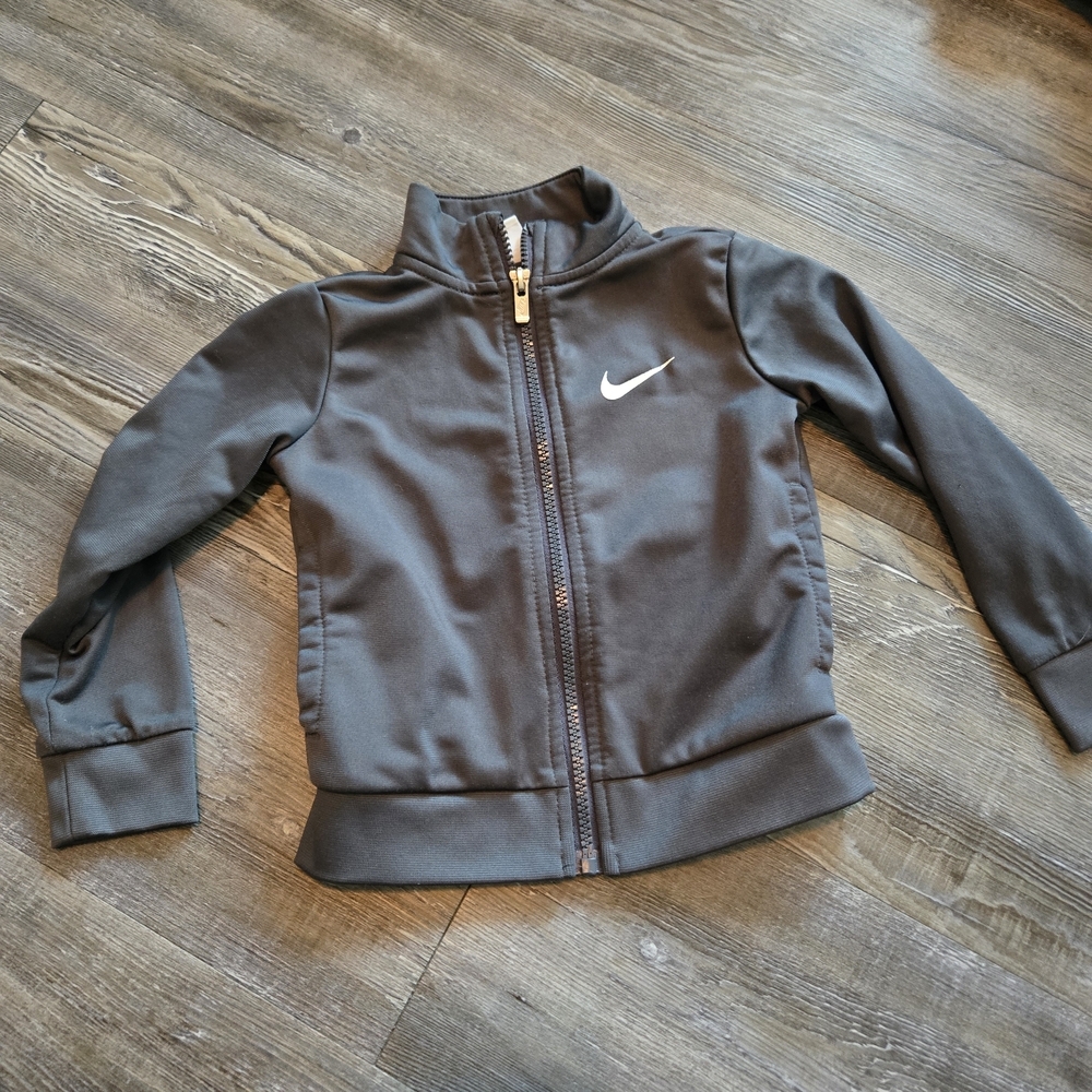 2T Boys Nike Dark Gray Full-Zip Jacket with White Swoosh